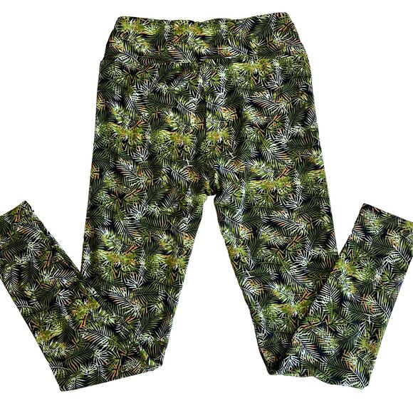Lularoe OS Leggings PALM PLANT BOTANICAL‎ PRINT One Size - Picture 3 of 5